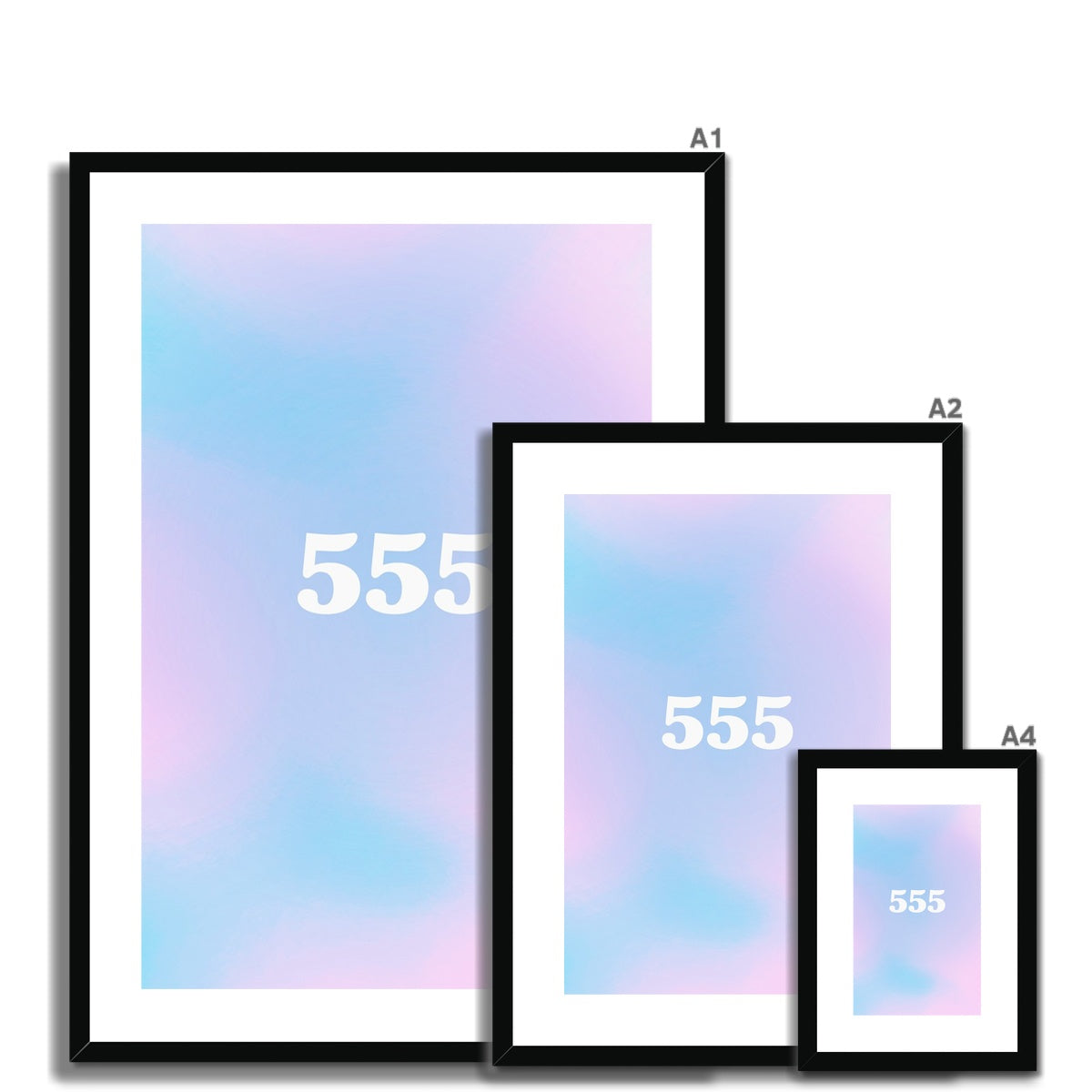 An angel number art print with a gradient aura. Add a touch of angel energy to your walls with a angel number auras. The perfect wall art posters to create a soft and dreamy aesthetic with your apartment or dorm decor. 555 Change: Something New Is Coming.