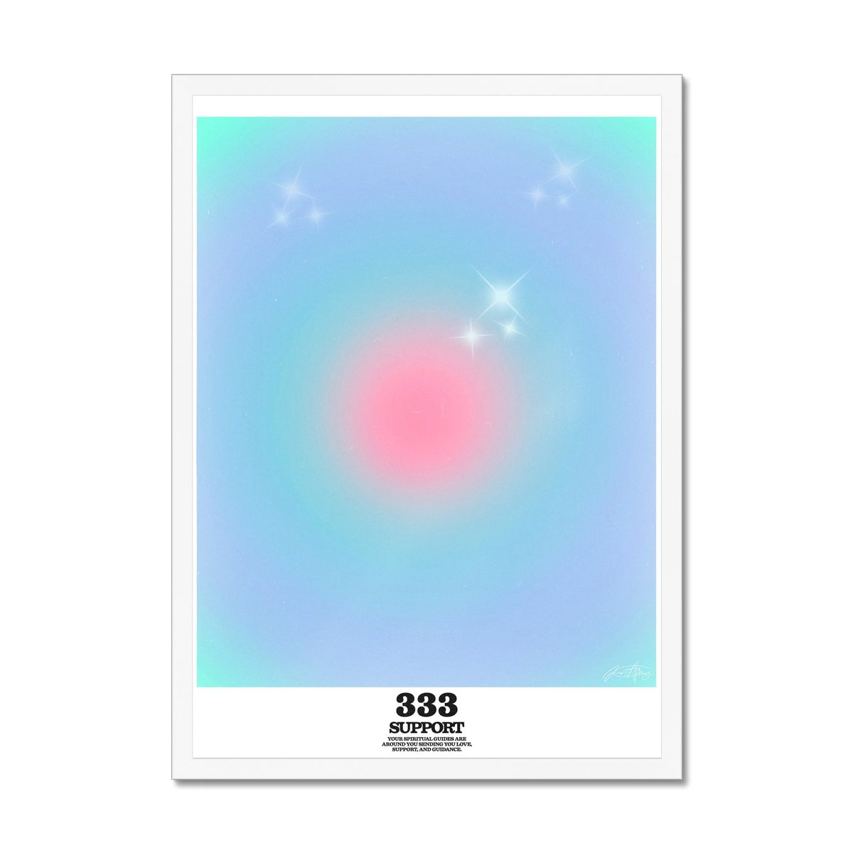 An angel number art print with a gradient aura. Add a touch of angel energy to your walls with a angel number auras. The perfect wall art posters to create a soft and dreamy aesthetic with your apartment or dorm decor. 333 Support: Your Spiritual Guides Are All Around You Sending You Love, Support And Guidance.