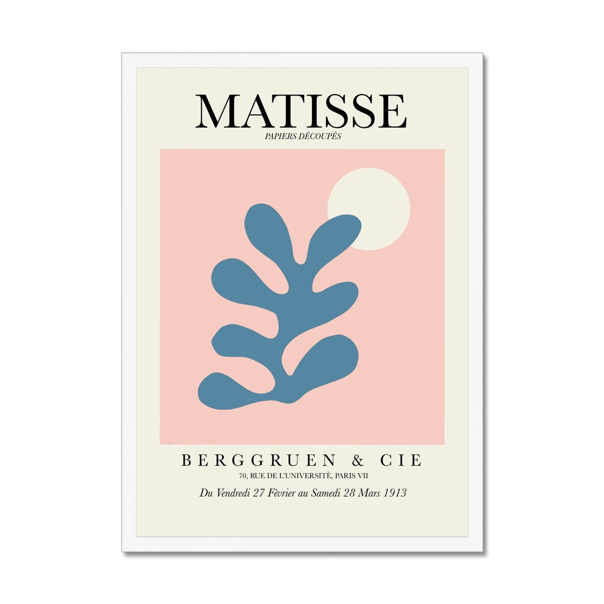 © les muses / Matisse wall art prints featuring flora cut outs or "Papiers Découpés" in a danish pastel style. Matisse exhibition posters with paper cut-outs. Berggruen & Cie museum prints for your gallery wall.