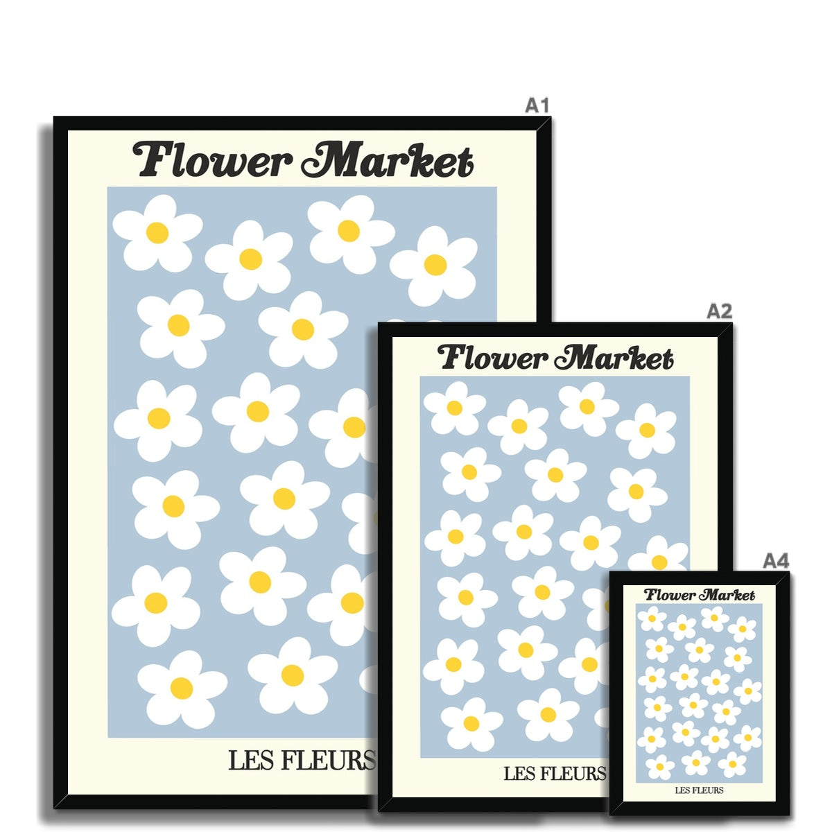 © les muses / Our Flower Market / Les Fleurs collection features wall art with a vibrant daisy design under original hand drawn typography. Danish pastel posters full of daisies to brighten up any gallery wall.
