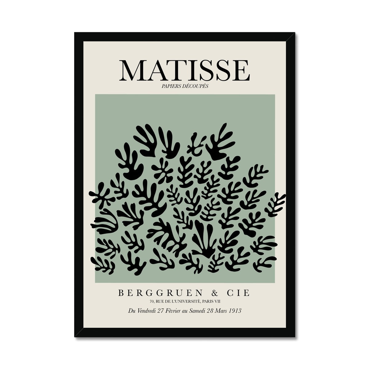 © les muses / Matisse wall art prints featuring flora cut outs or "Papiers Découpés" in a danish pastel style. Matisse exhibition posters with paper cut-outs. Berggruen & Cie museum prints for your gallery wall.