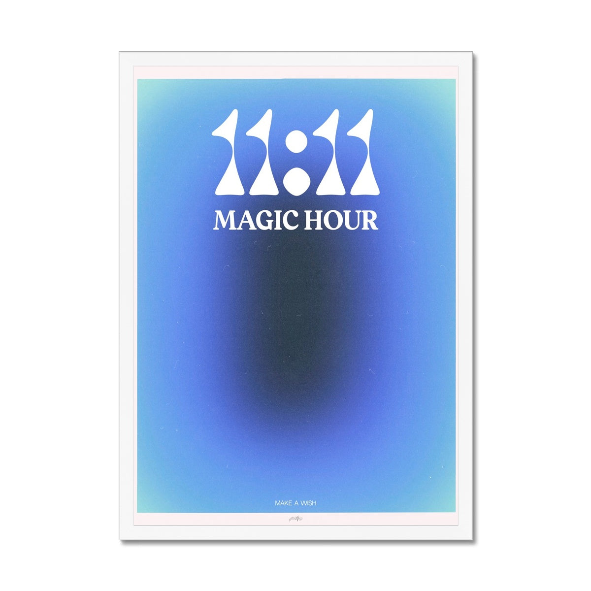 An angel number art print with a gradient aura. Add a touch of angel energy to your walls with a angel number auras. The perfect wall art posters to create a soft and dreamy aesthetic with your apartment or dorm decor. 1111 Magic Hour: Make A Wish.