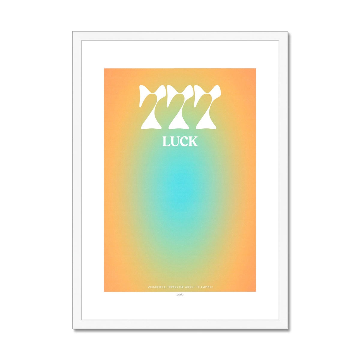 An angel number art print with a gradient aura. Add a touch of angel energy to your walls with a angel number auras. The perfect wall art posters to create a soft and dreamy aesthetic with your apartment or dorm decor. 777 Luck: Wonderful Things Are About To Happen