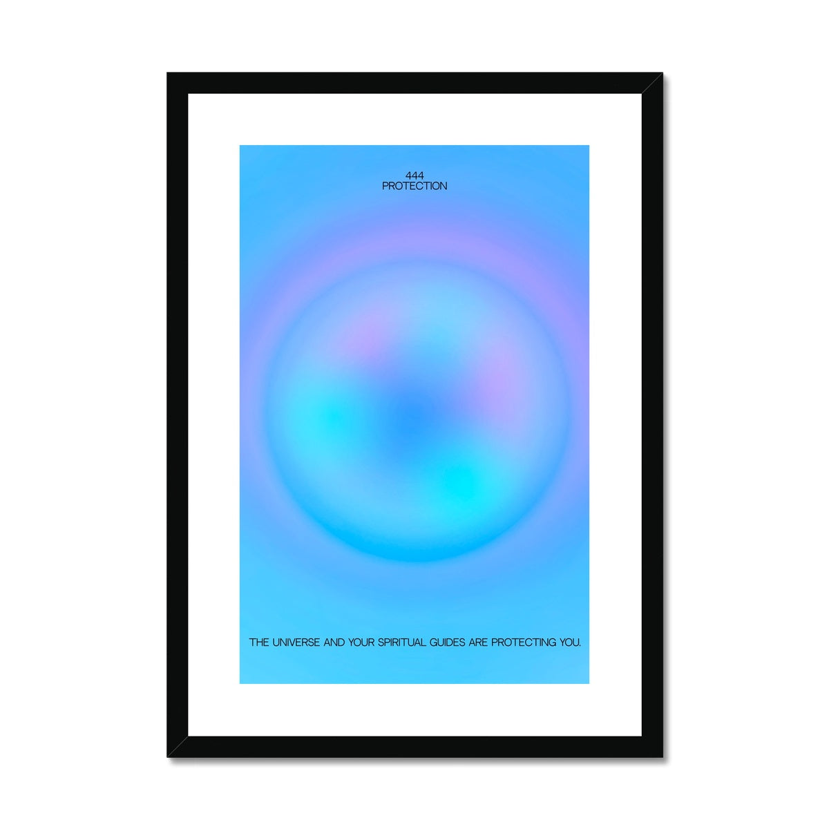 An angel number art print with a gradient aura. Add a touch of angel energy to your walls with a angel number auras. The perfect wall art posters to create a soft and dreamy aesthetic with your apartment or dorm decor. 444 Protection: The Universe And Your Spiritual Guides Are Protecting You.