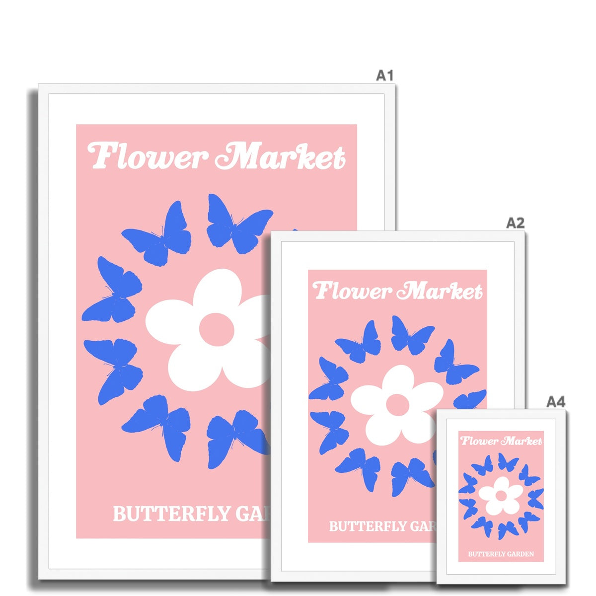 © les muses / Our Flower Market / Butterfly Garden collection features art prints with a retro daisy design and an illustration of butterflies under original hand drawn typography. The danish pastel
poster is an aesthetic addition to any gallery wall.