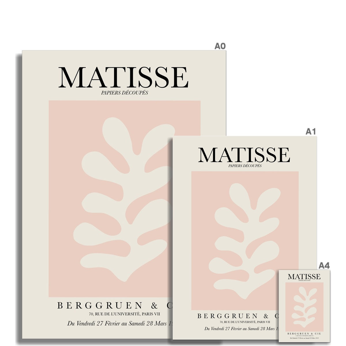 © les muses / Matisse wall art prints featuring flora cut outs or "Papiers Découpés" in a danish pastel style. Matisse exhibition posters with paper cut-outs. Berggruen & Cie museum prints for your gallery wall.