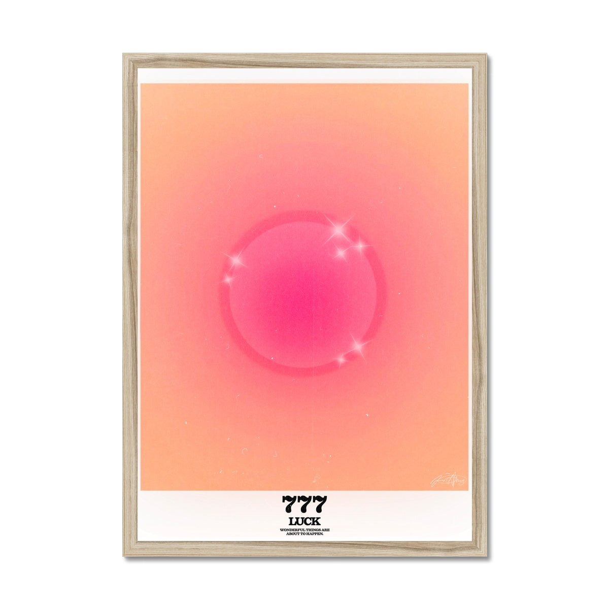 An angel number art print with a gradient aura. Add a touch of angel energy to your walls with a angel number auras. The perfect wall art posters to create a soft and dreamy aesthetic with your apartment or dorm decor. 777 Luck: Wonderful Things Are About To Happen