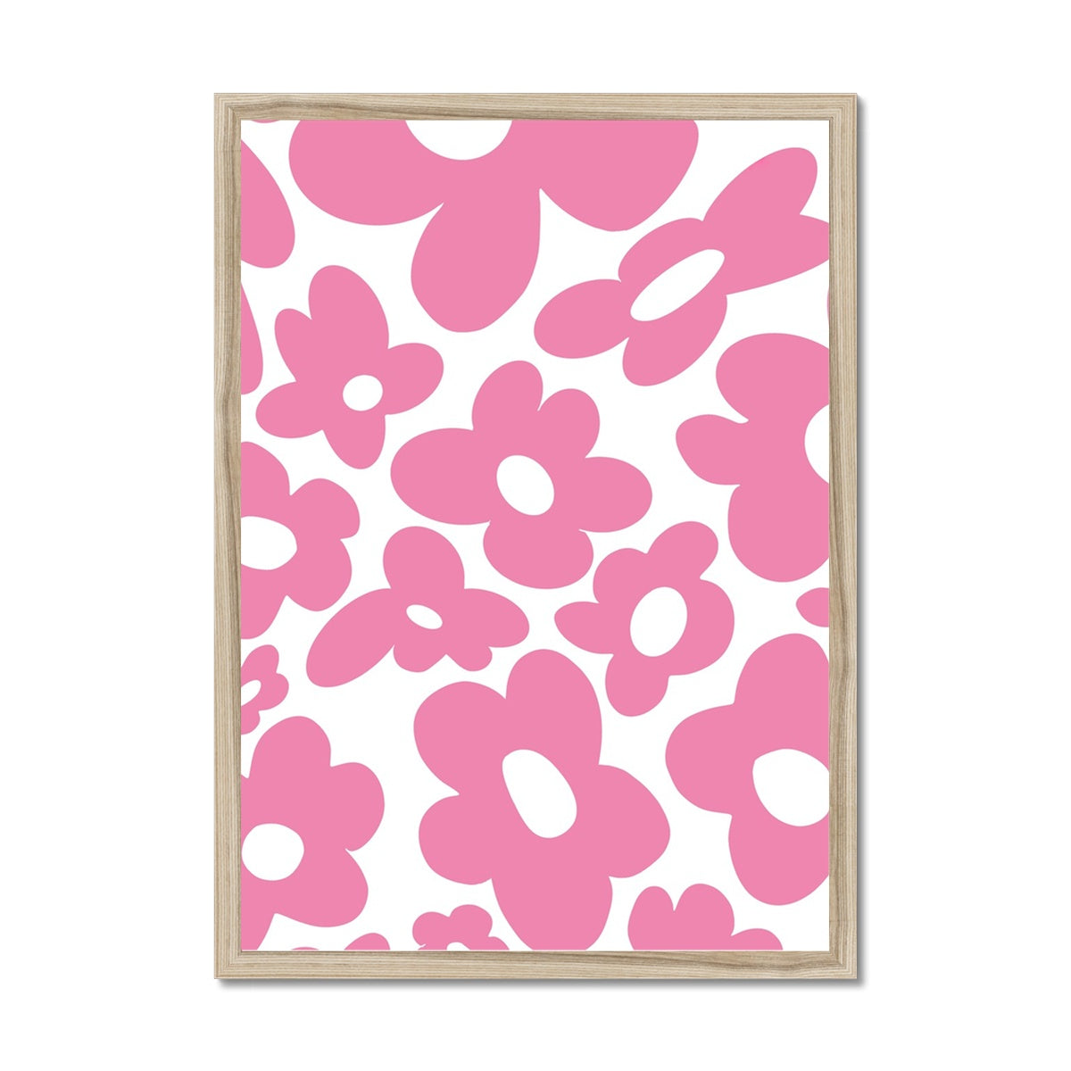 Retro flowers / Pink Framed Print