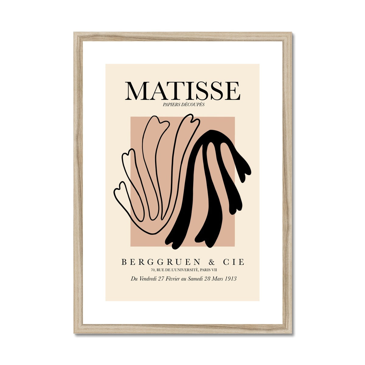 © les muses / Matisse wall art prints featuring flora cut outs or "Papiers Découpés" in a danish pastel style. Matisse exhibition posters with paper cut-outs. Berggruen & Cie museum prints for your gallery wall.