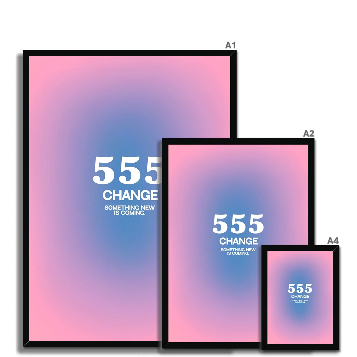 An angel number art print with a gradient aura. Add a touch of angel energy to your walls with a angel number auras. The perfect wall art posters to create a soft and dreamy aesthetic with your apartment or dorm decor. 555 Change: Something New Is Coming.