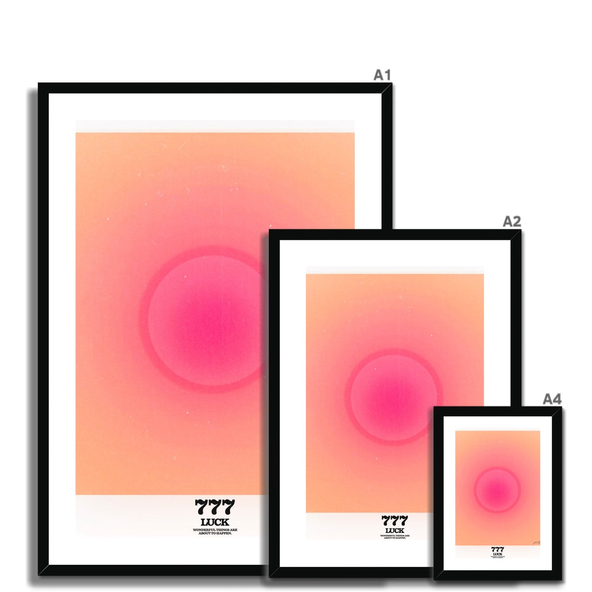 An angel number art print with a gradient aura. Add a touch of angel energy to your walls with a angel number auras. The perfect wall art posters to create a soft and dreamy aesthetic with your apartment or dorm decor. 777 Luck: Wonderful Things Are About To Happen