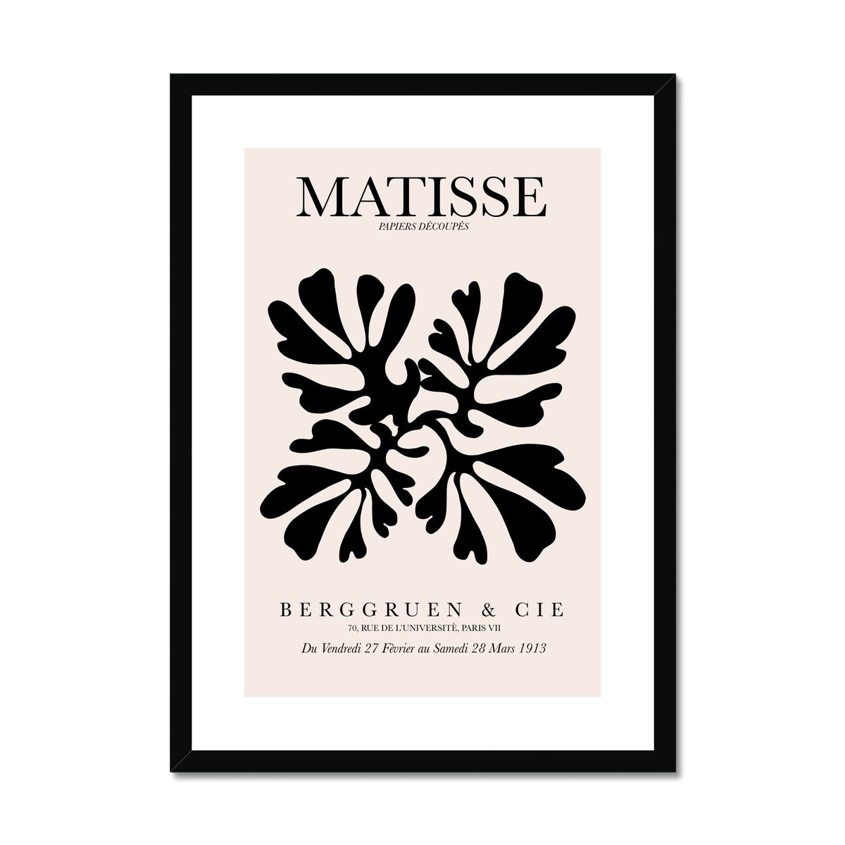 © les muses / Matisse wall art prints featuring flora cut outs or "Papiers Découpés" in a danish pastel style. Matisse exhibition posters with paper cut-outs. Berggruen & Cie museum prints for your gallery wall.