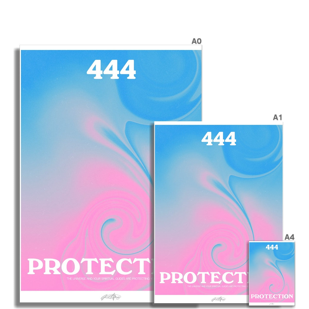 An angel number art print with a gradient aura. Add a touch of angel energy to your walls with a angel number auras. The perfect wall art posters to create a soft and dreamy aesthetic with your apartment or dorm decor. 444 Protection: The Universe And Your Spiritual Guides Are Protecting You.