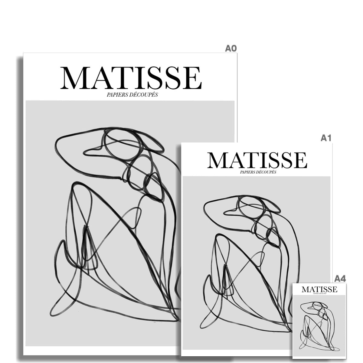 © les muses / Matisse wall art prints featuring nude figure line art or "Papiers Découpés" in a danish pastel style. Matisse exhibition posters with line art figures. Berggruen & Cie museum prints for your gallery wall. 