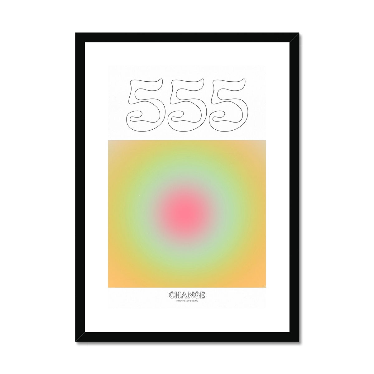 An angel number art print with a gradient aura. Add a touch of angel energy to your walls with a angel number auras. The perfect wall art posters to create a soft and dreamy aesthetic with your apartment or dorm decor. 555 Change: Something New Is Coming.