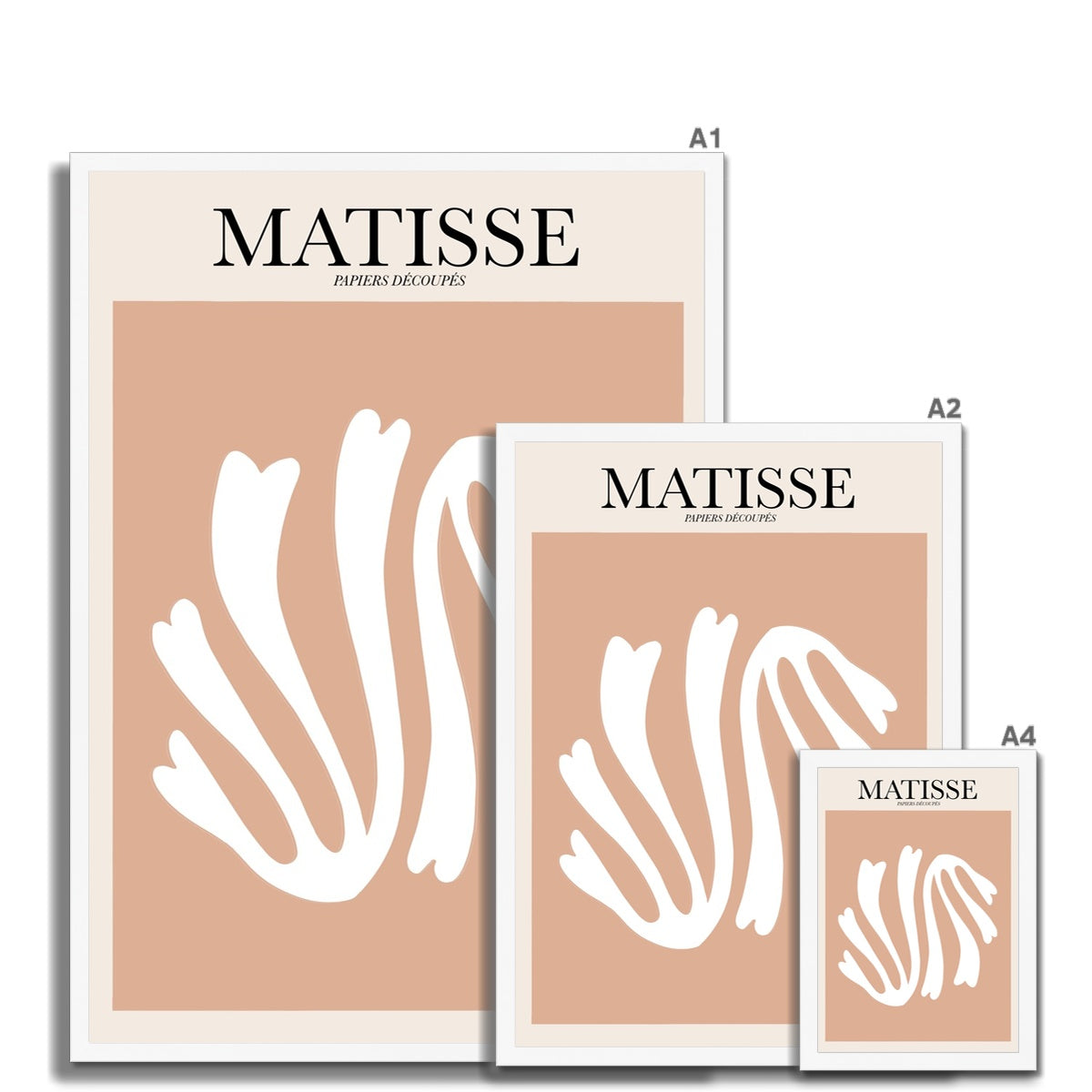 © les muses / Matisse wall art prints featuring flora cut outs or "Papiers Découpés" in a danish pastel style. Matisse exhibition posters with paper cut-outs. Berggruen & Cie museum prints for your gallery wall.