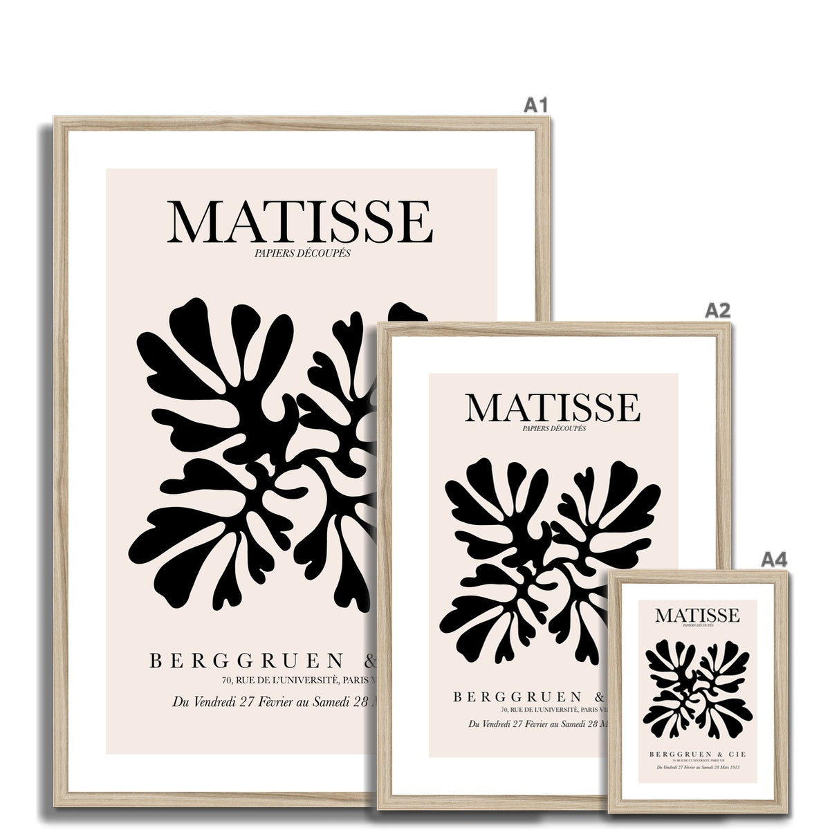 © les muses / Matisse wall art prints featuring flora cut outs or "Papiers Découpés" in a danish pastel style. Matisse exhibition posters with paper cut-outs. Berggruen & Cie museum prints for your gallery wall.