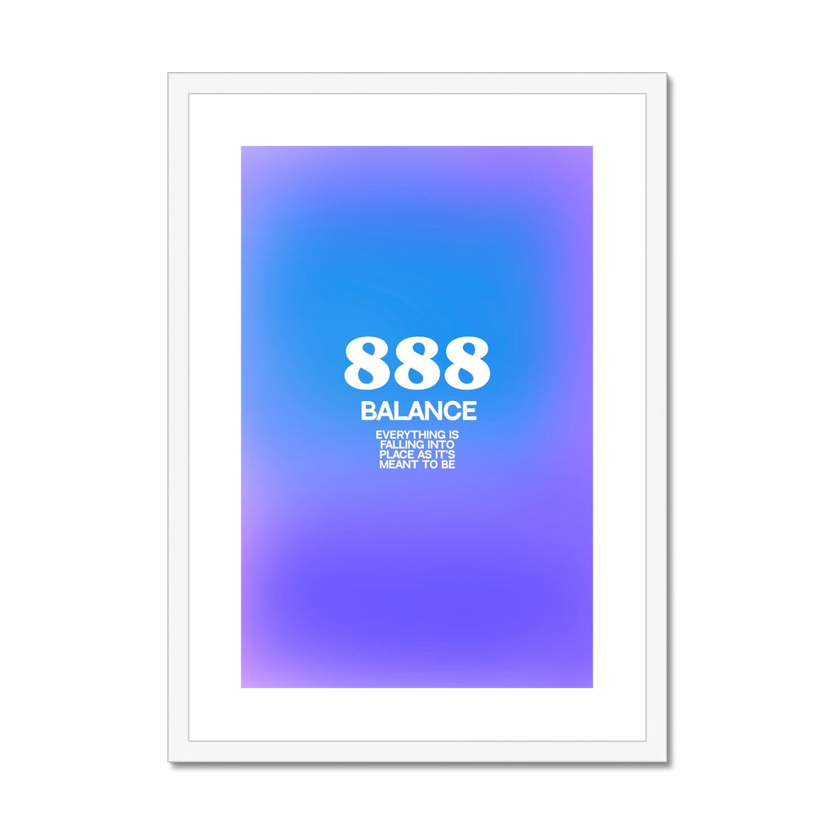 An angel number art print with a gradient aura. Add a touch of angel energy to your walls with a angel number auras. The perfect wall art posters to create a soft and dreamy aesthetic with your apartment or dorm decor. 888 Balance: Everything Is Falling Into Place As It’s Meant To Be.