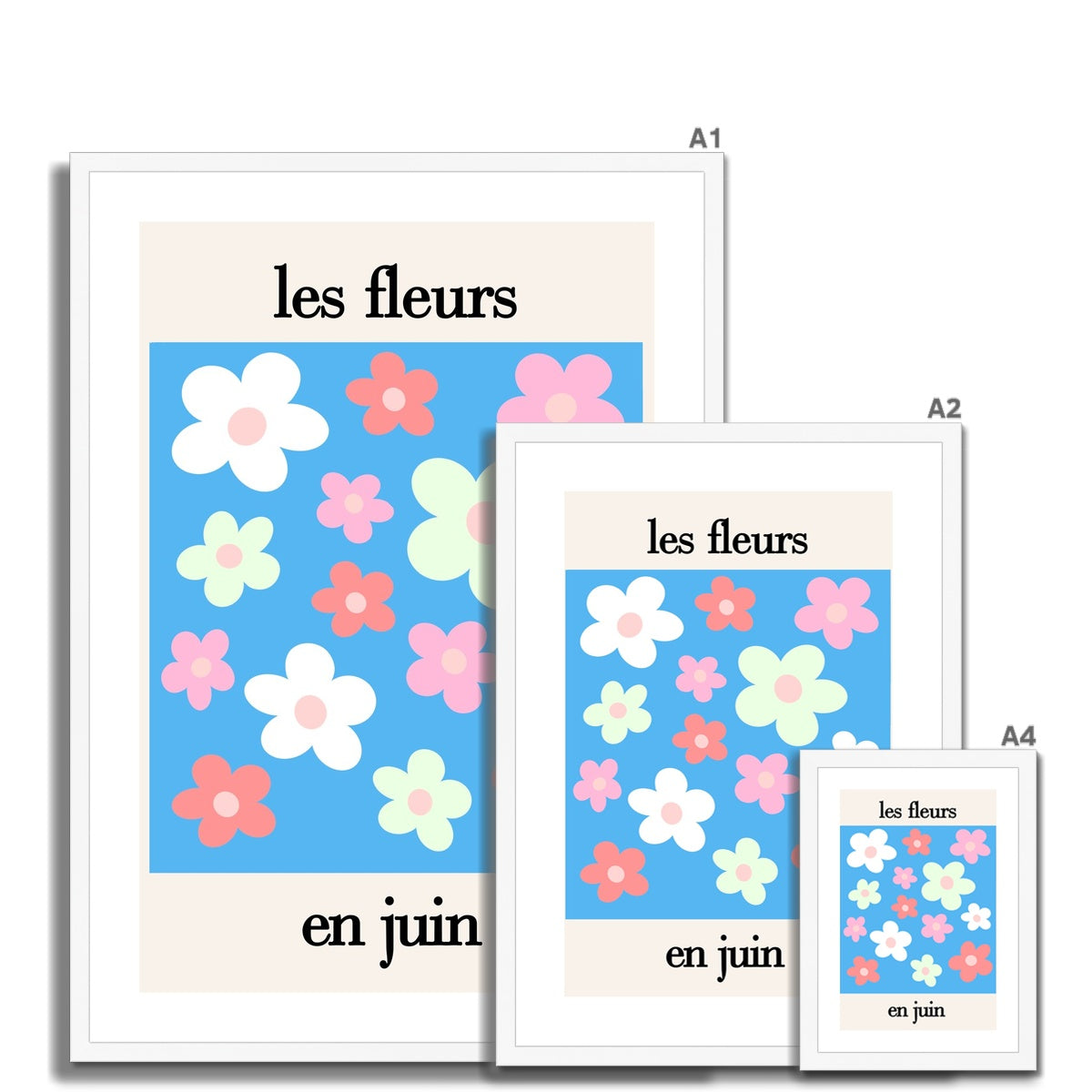 © les muses / Les Fleurs is a collection of danish pastel wall art full of colorful daisy flowers.
Covered in daisies, the Parisian art prints come in an array of dreamy pastels. A retro
flower poster perfect as aesthetic apartment and dorm decor.