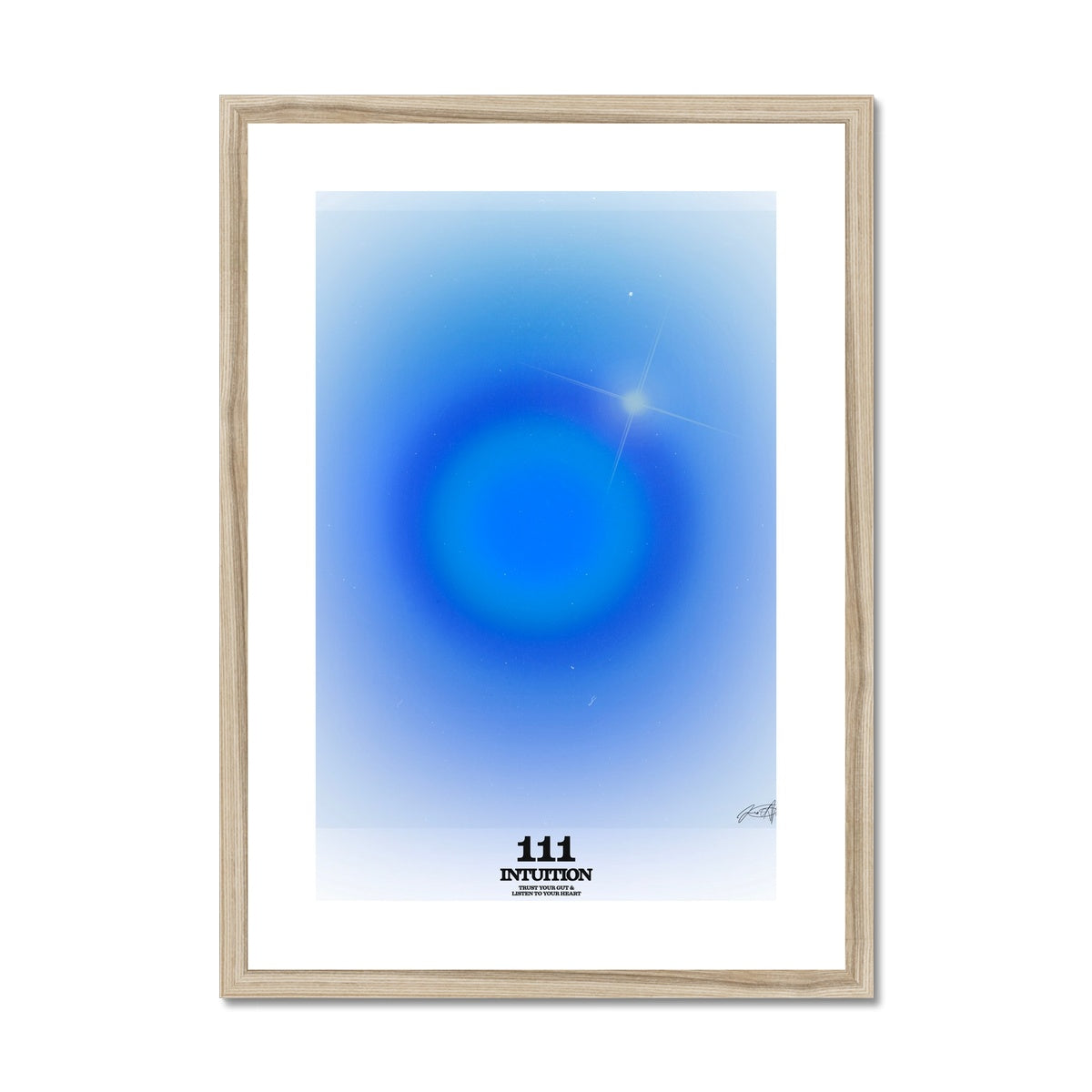 An angel number art print with a gradient aura. Add a touch of angel energy to your walls with a angel number auras. The perfect wall art posters to create a soft and dreamy aesthetic with your apartment or dorm decor. 111 Intuition: Trust Your Gut & Listen To Your Heart