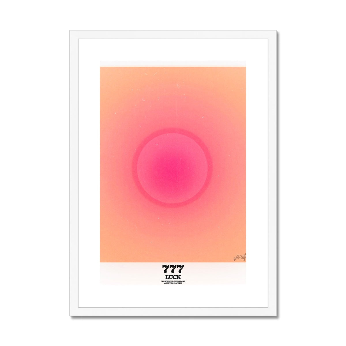 An angel number art print with a gradient aura. Add a touch of angel energy to your walls with a angel number auras. The perfect wall art posters to create a soft and dreamy aesthetic with your apartment or dorm decor. 777 Luck: Wonderful Things Are About To Happen