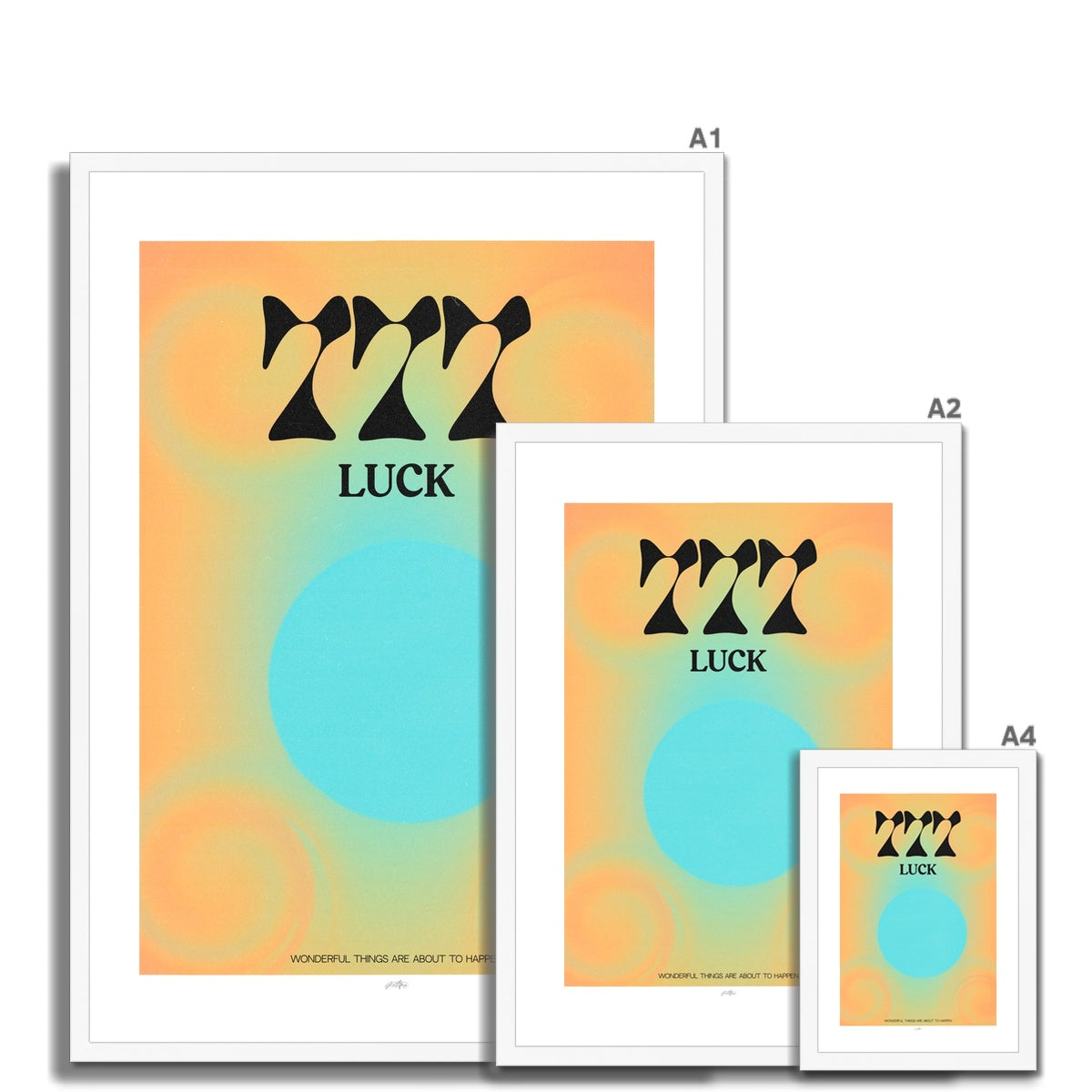 An angel number art print with a gradient aura. Add a touch of angel energy to your walls with a angel number auras. The perfect wall art posters to create a soft and dreamy aesthetic with your apartment or dorm decor. 777 Luck: Wonderful Things Are About To Happen