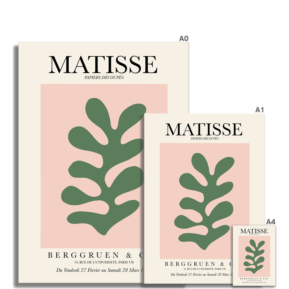 © les muses / Matisse wall art prints featuring flora cut outs or "Papiers Découpés" in a danish pastel style. Matisse exhibition posters with paper cut-outs. Berggruen & Cie museum prints for your gallery wall.