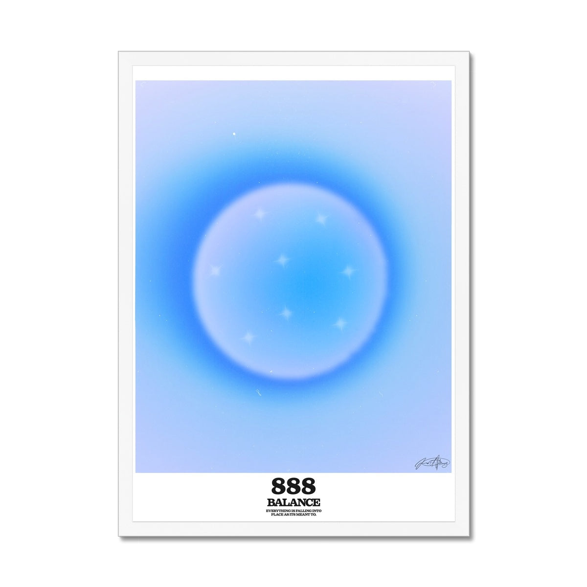 An angel number art print with a gradient aura. Add a touch of angel energy to your walls with a angel number auras. The perfect wall art posters to create a soft and dreamy aesthetic with your apartment or dorm decor. 888 Balance: Everything Is Falling Into Place As It’s Meant To Be.