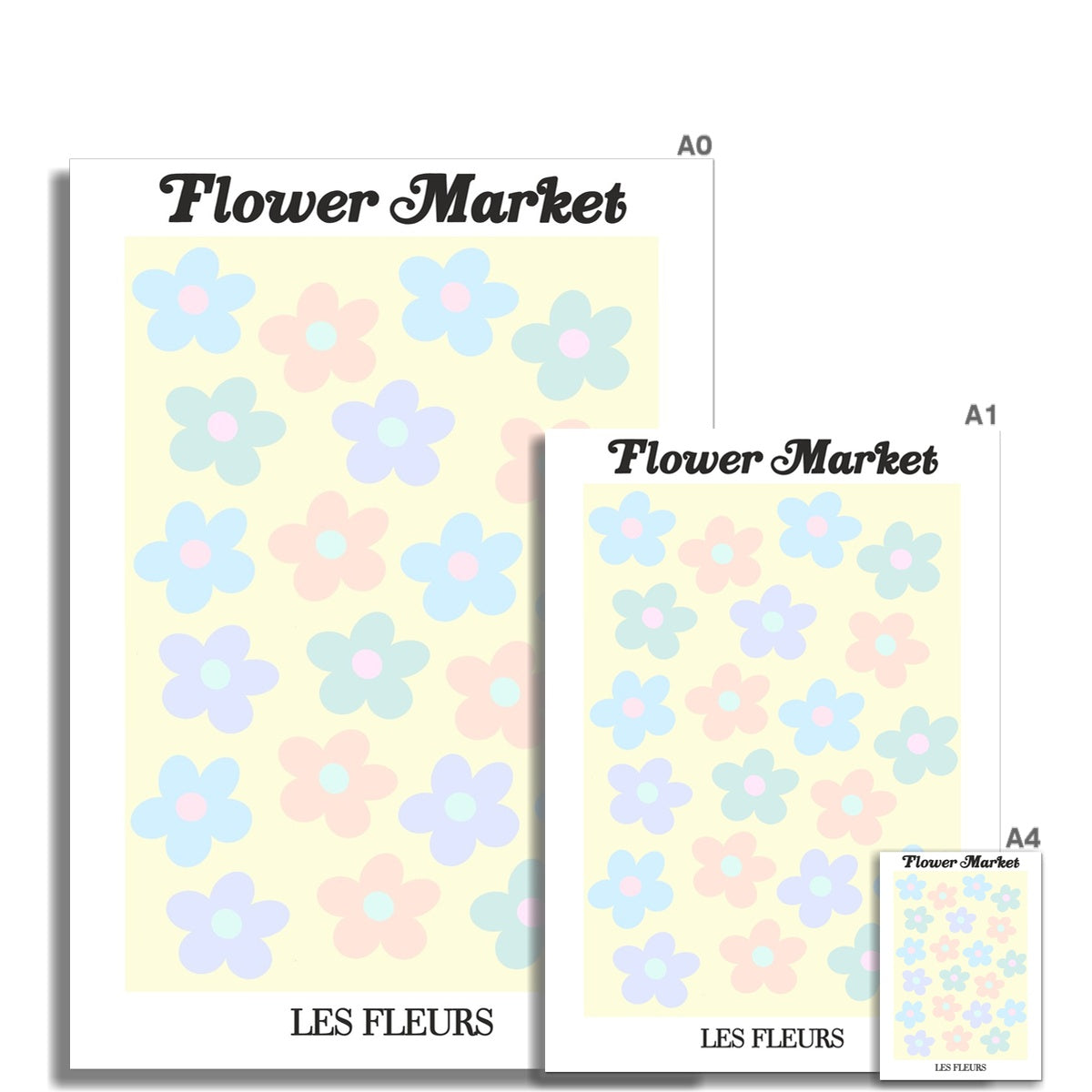 © les muses / Our Flower Market / Les Fleurs collection features wall art with a vibrant daisy design under original hand drawn typography. Danish pastel posters full of daisies to brighten up any gallery wall.
