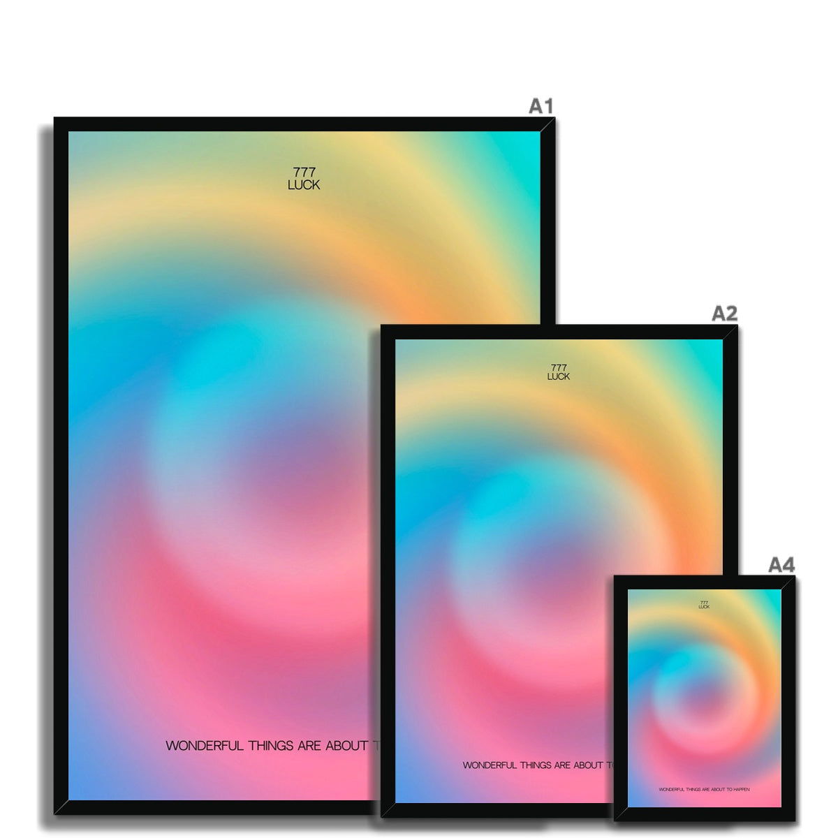 An angel number art print with a gradient aura. Add a touch of angel energy to your walls with a angel number auras. The perfect wall art posters to create a soft and dreamy aesthetic with your apartment or dorm decor. 777 Luck: Wonderful Things Are About To Happen