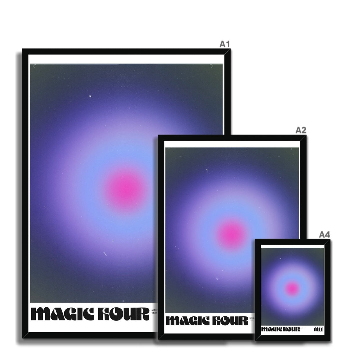 An angel number art print with a gradient aura. Add a touch of angel energy to your walls with a angel number auras. The perfect wall art posters to create a soft and dreamy aesthetic with your apartment or dorm decor. 1111 Magic Hour: Make A Wish.