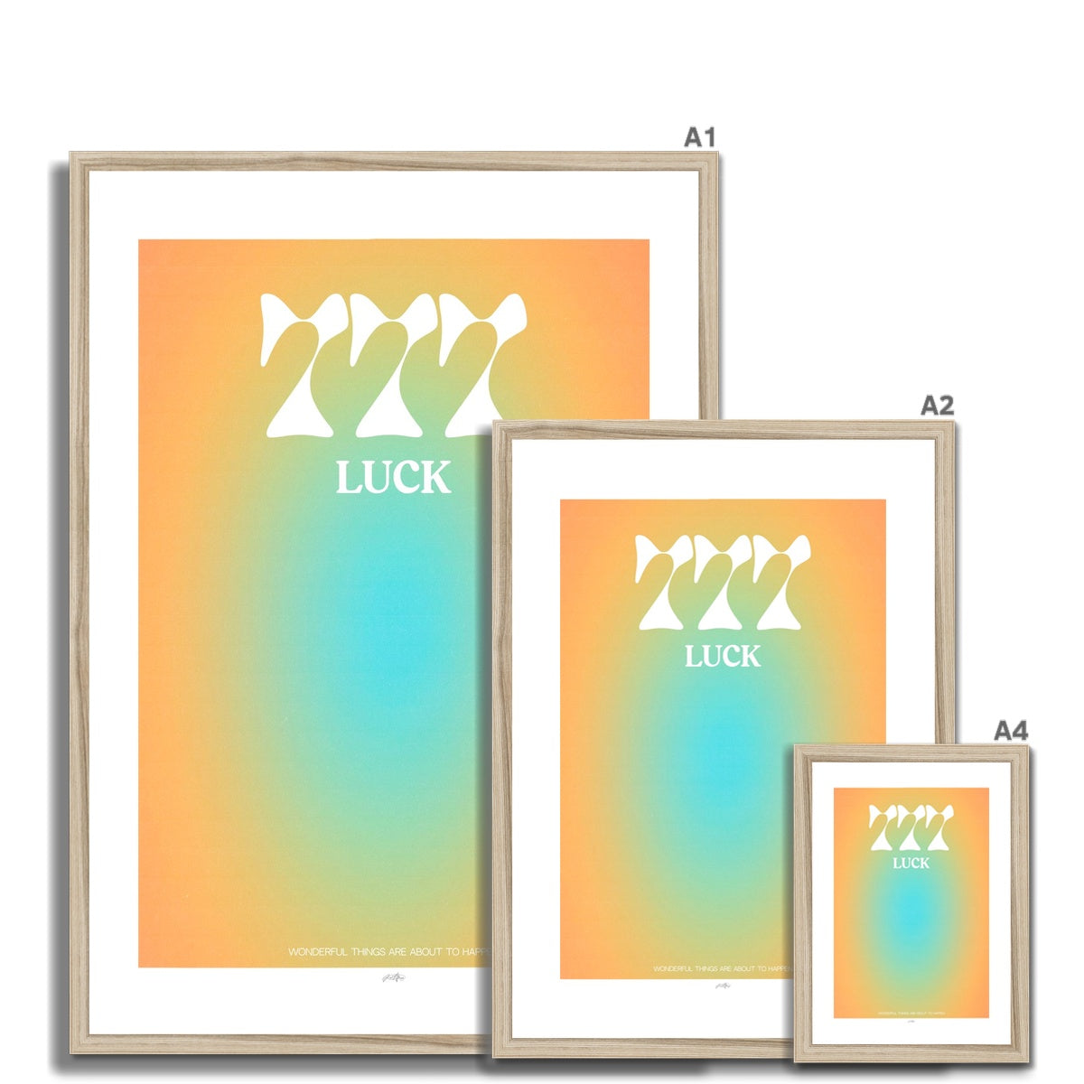 An angel number art print with a gradient aura. Add a touch of angel energy to your walls with a angel number auras. The perfect wall art posters to create a soft and dreamy aesthetic with your apartment or dorm decor. 777 Luck: Wonderful Things Are About To Happen