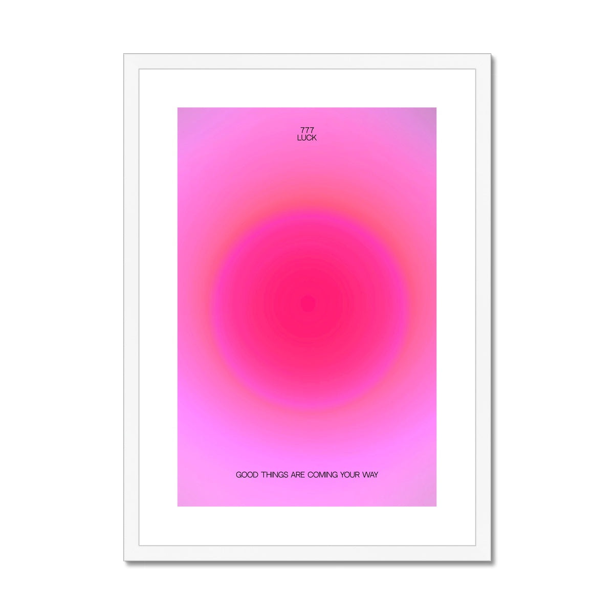 An angel number art print with a gradient aura. Add a touch of angel energy to your walls with a angel number auras. The perfect wall art posters to create a soft and dreamy aesthetic with your apartment or dorm decor. 777 Luck: Wonderful Things Are About To Happen