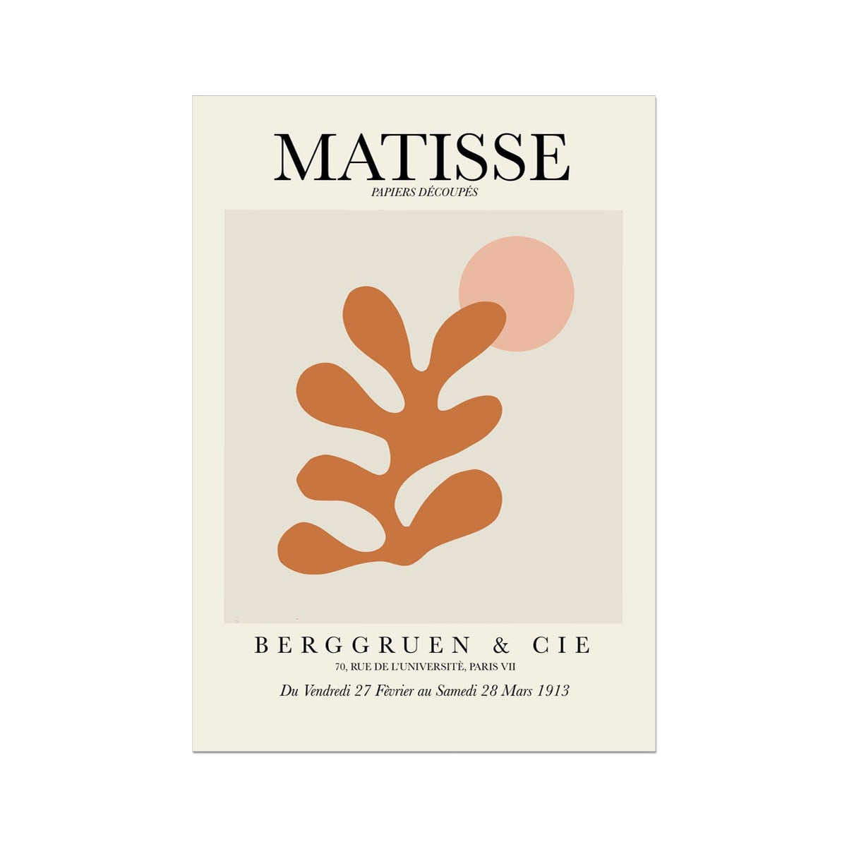 © les muses / Matisse wall art prints featuring flora cut outs or "Papiers Découpés" in a danish pastel style. Matisse exhibition posters with paper cut-outs. Berggruen & Cie museum prints for your gallery wall.