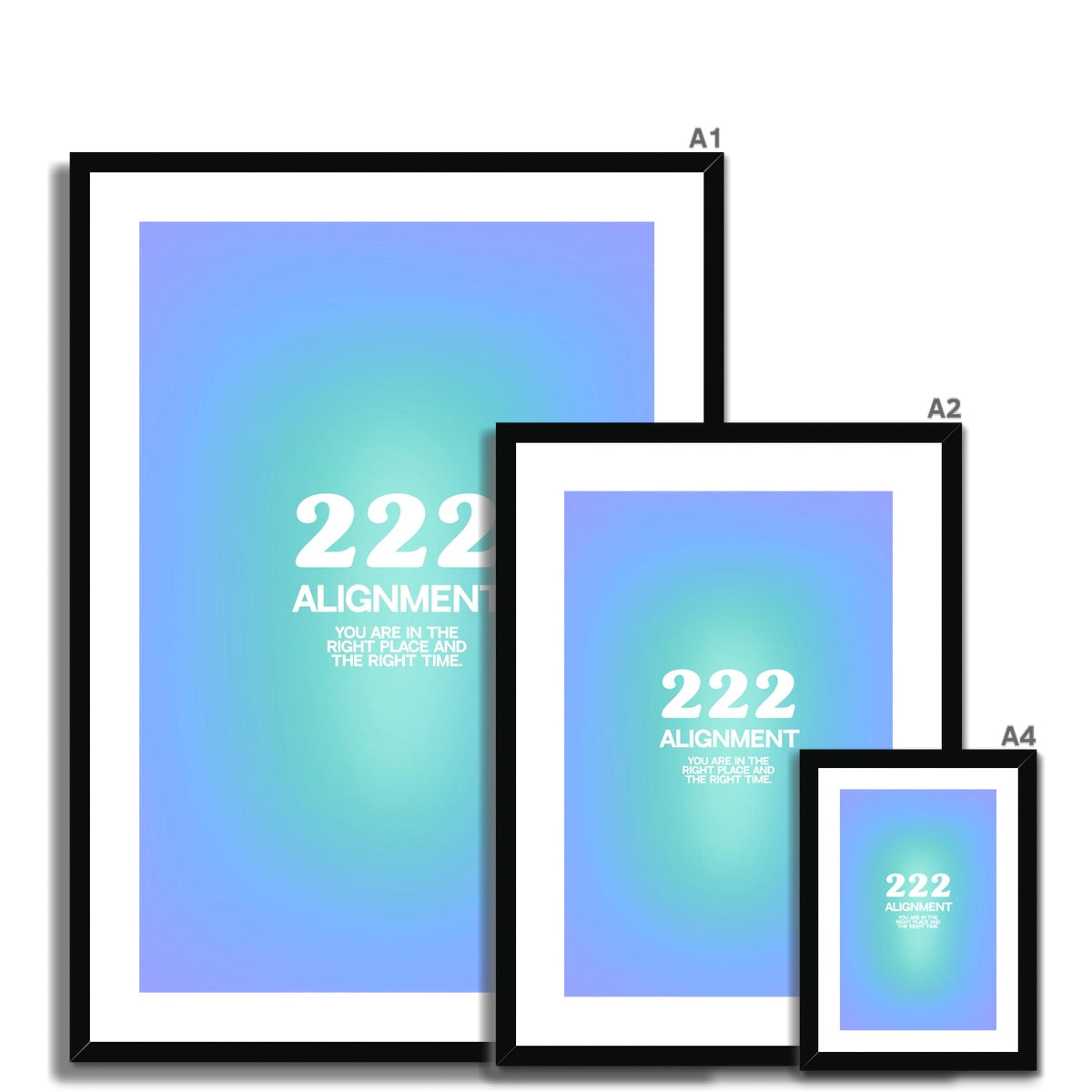 An angel number art print with a gradient aura. Add a touch of angel energy to your walls with a angel number auras. The perfect wall art posters to create a soft and dreamy aesthetic with your apartment or dorm decor. 222 Alignment: You Are In The Right Place And The Right Time.