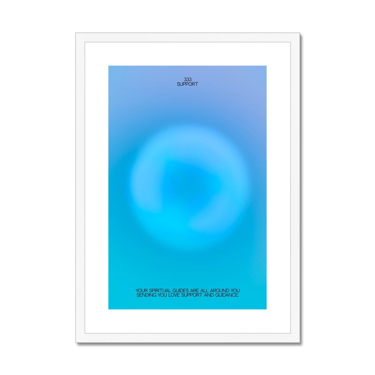 An angel number art print with a gradient aura. Add a touch of angel energy to your walls with a angel number auras. The perfect wall art posters to create a soft and dreamy aesthetic with your apartment or dorm decor. 333 Support: Your Spiritual Guides Are All Around You Sending You Love, Support And Guidance.