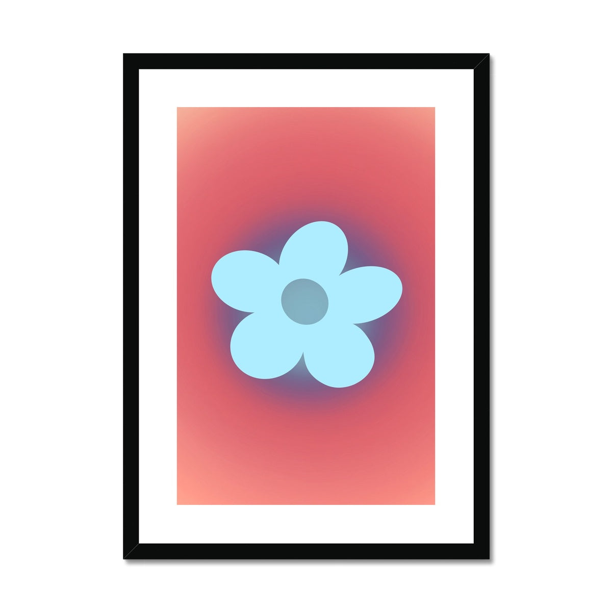Danish pastel art prints full of daisy flowers and sunset gradient auras. Wall art with a flower market aesthetic. Trendy retro flower posters that are an aesthetic must have for dorm or apartment wall decor.