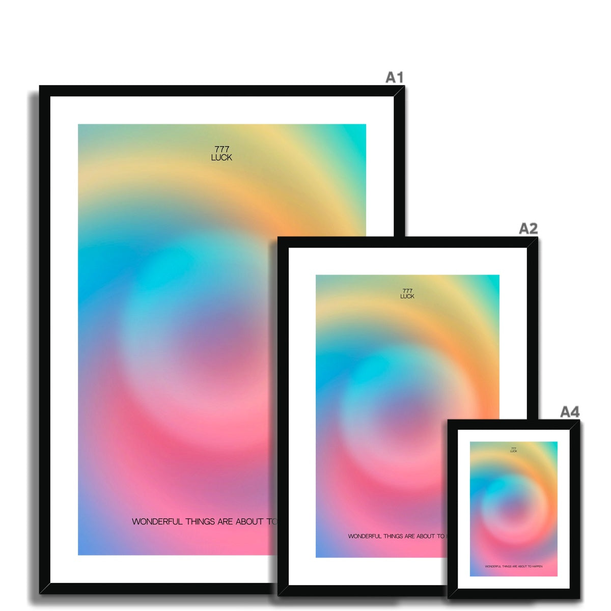 An angel number art print with a gradient aura. Add a touch of angel energy to your walls with a angel number auras. The perfect wall art posters to create a soft and dreamy aesthetic with your apartment or dorm decor. 777 Luck: Wonderful Things Are About To Happen