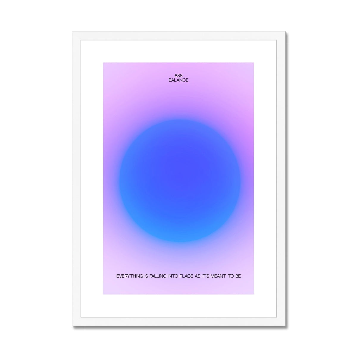 An angel number art print with a gradient aura. Add a touch of angel energy to your walls with a angel number auras. The perfect wall art posters to create a soft and dreamy aesthetic with your apartment or dorm decor. 888 Balance: Everything Is Falling Into Place As It’s Meant To Be.