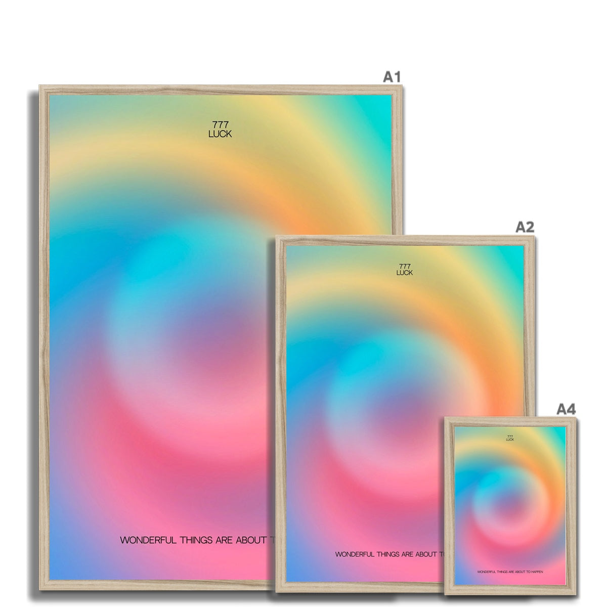 An angel number art print with a gradient aura. Add a touch of angel energy to your walls with a angel number auras. The perfect wall art posters to create a soft and dreamy aesthetic with your apartment or dorm decor. 777 Luck: Wonderful Things Are About To Happen