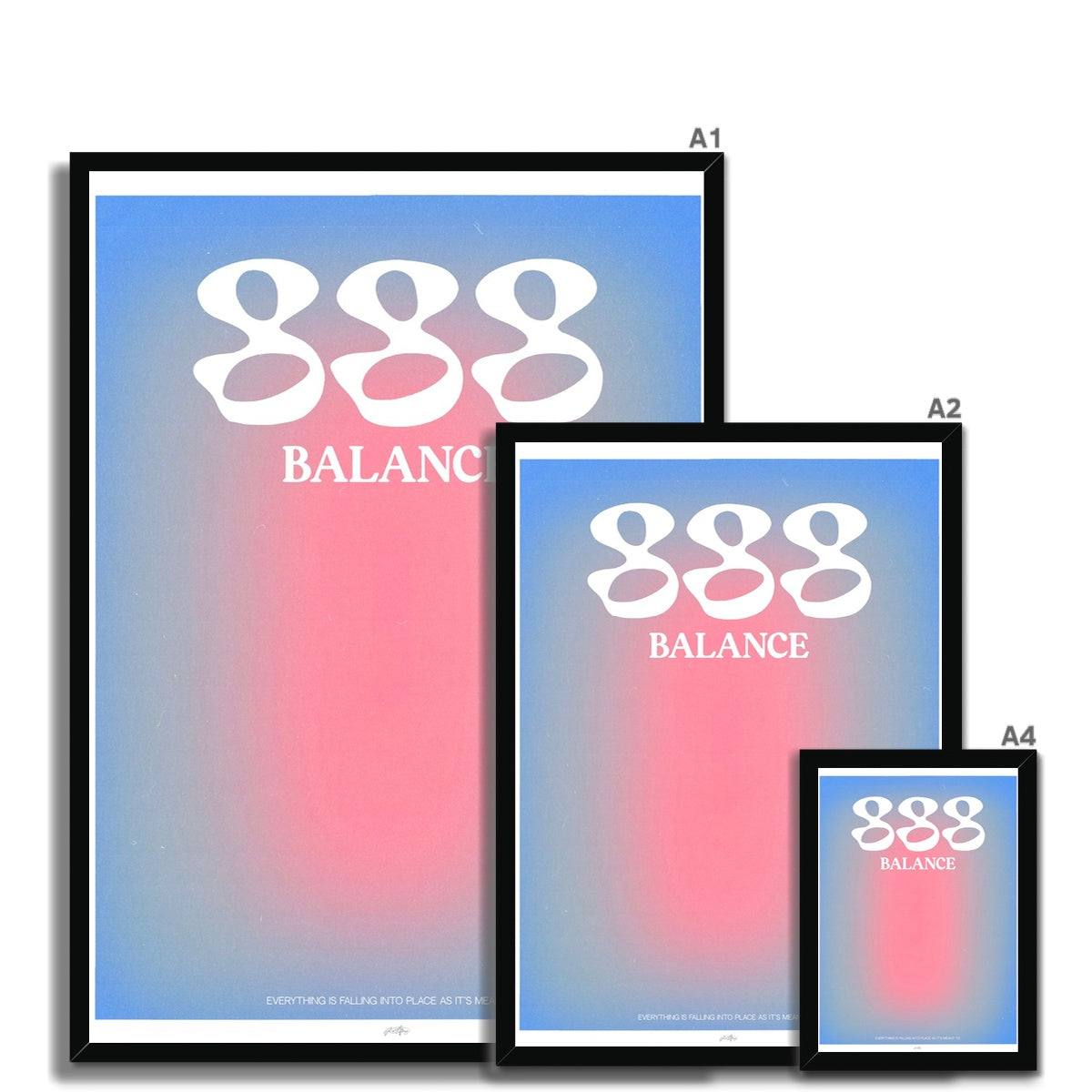 An angel number art print with a gradient aura. Add a touch of angel energy to your walls with a angel number auras. The perfect wall art posters to create a soft and dreamy aesthetic with your apartment or dorm decor. 888 Balance: Everything Is Falling Into Place As It’s Meant To Be.