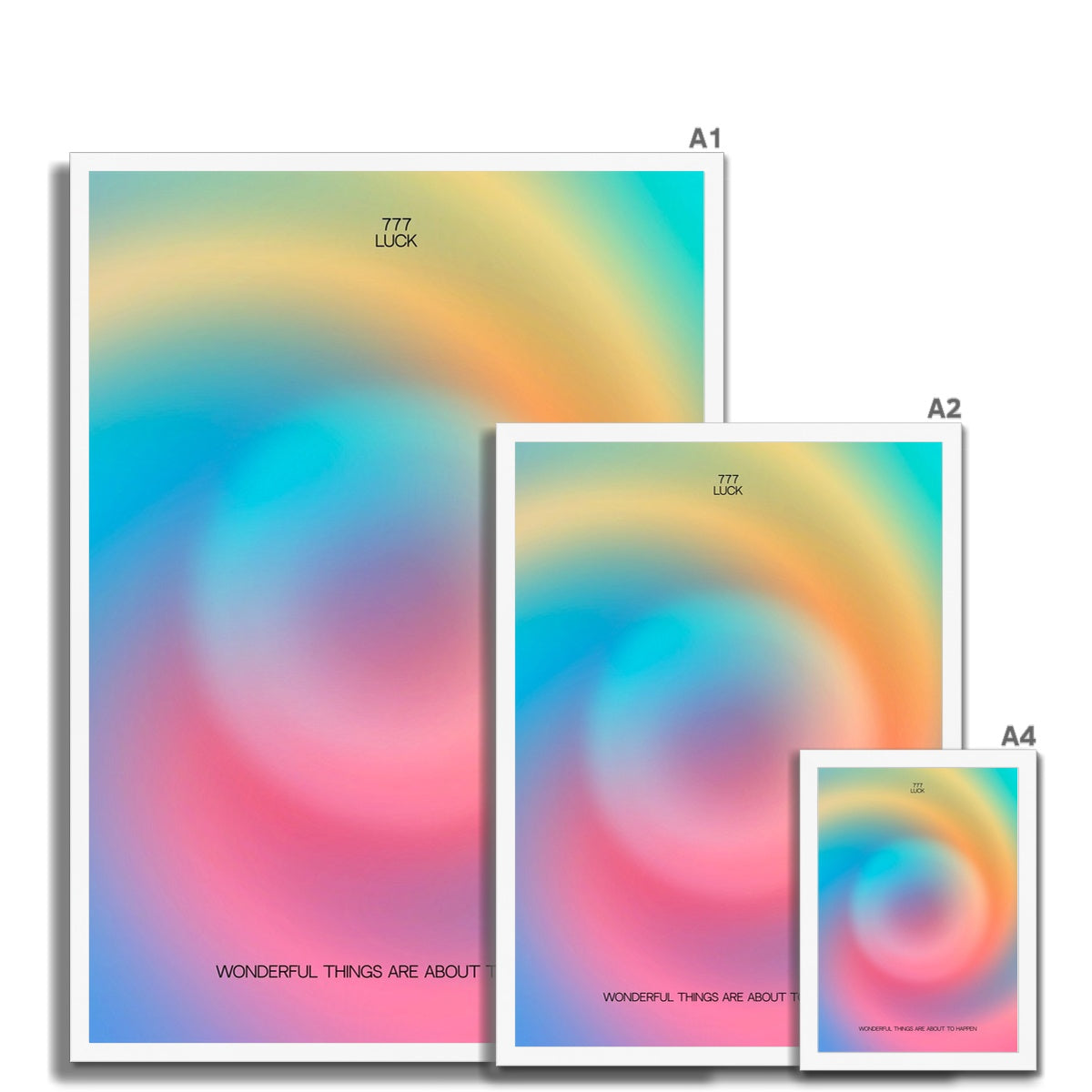 An angel number art print with a gradient aura. Add a touch of angel energy to your walls with a angel number auras. The perfect wall art posters to create a soft and dreamy aesthetic with your apartment or dorm decor. 777 Luck: Wonderful Things Are About To Happen