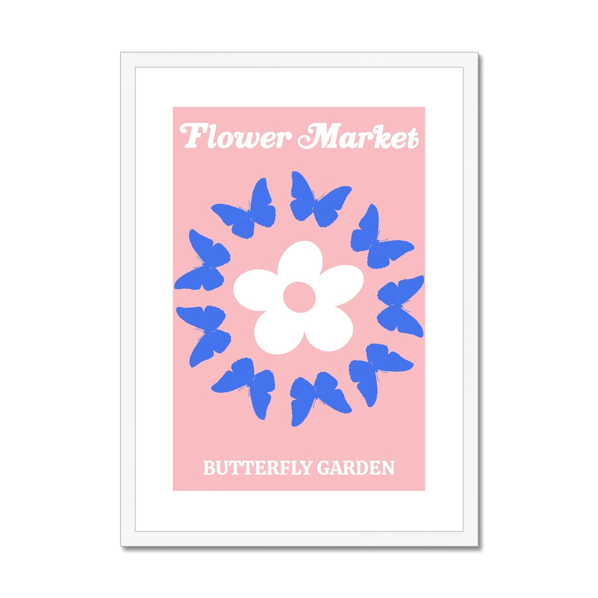 © les muses / Our Flower Market / Butterfly Garden collection features art prints with a retro daisy design and an illustration of butterflies under original hand drawn typography. The danish pastel
poster is an aesthetic addition to any gallery wall.