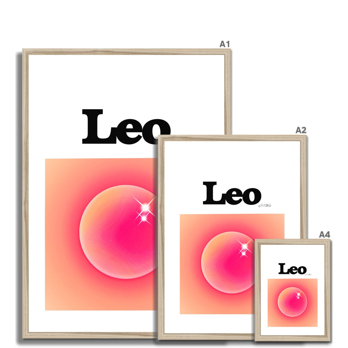 Leo Aura art print by Les Muses. Zodiac sign wall art. Aesthetic gradient star sign poster. Astrology artwork collection.