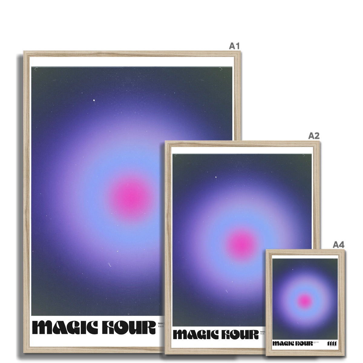 An angel number art print with a gradient aura. Add a touch of angel energy to your walls with a angel number auras. The perfect wall art posters to create a soft and dreamy aesthetic with your apartment or dorm decor. 1111 Magic Hour: Make A Wish.