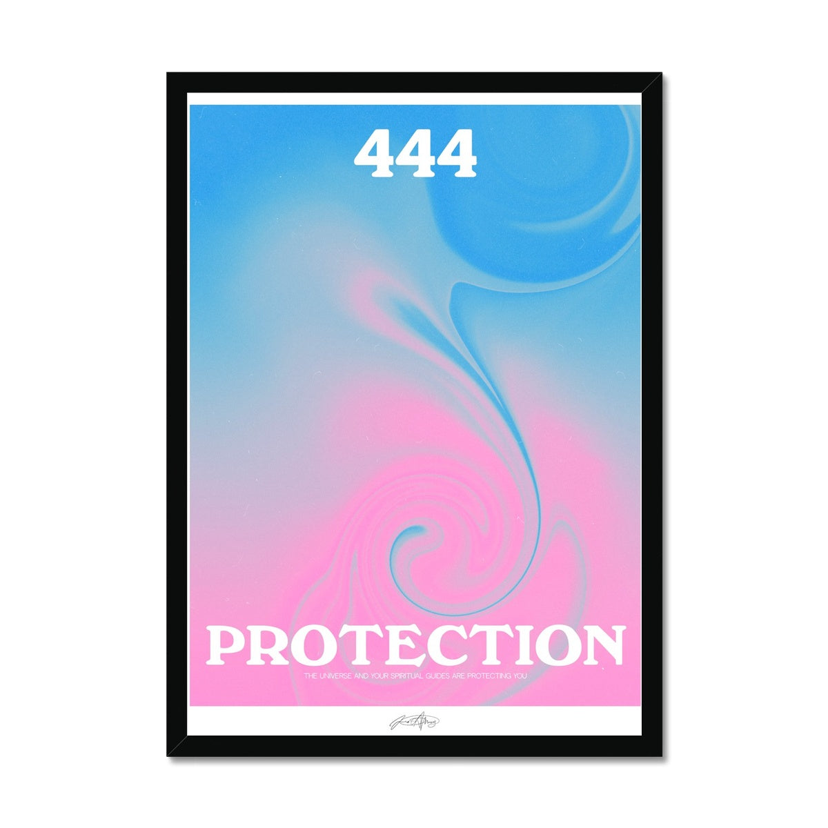 An angel number art print with a gradient aura. Add a touch of angel energy to your walls with a angel number auras. The perfect wall art posters to create a soft and dreamy aesthetic with your apartment or dorm decor. 444 Protection: The Universe And Your Spiritual Guides Are Protecting You.