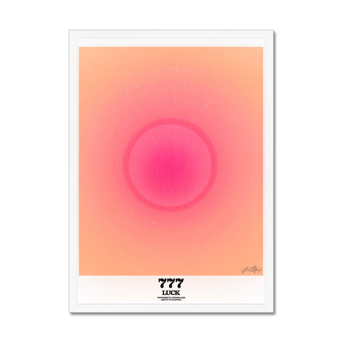 An angel number art print with a gradient aura. Add a touch of angel energy to your walls with a angel number auras. The perfect wall art posters to create a soft and dreamy aesthetic with your apartment or dorm decor. 777 Luck: Wonderful Things Are About To Happen