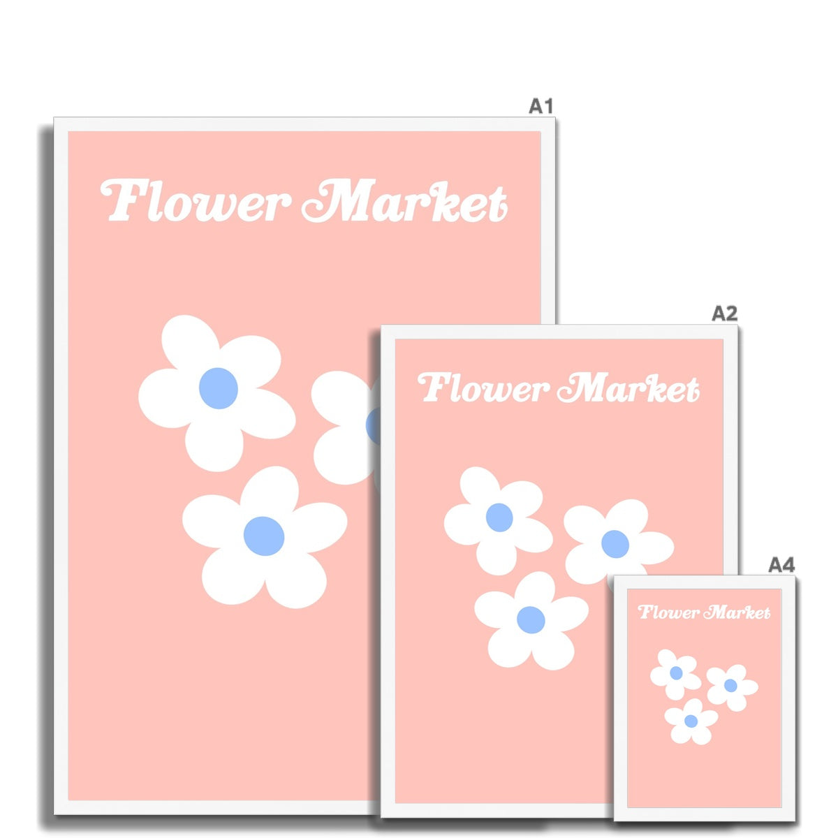 © les muses / Our Flower Market / Daisy collection features wall art with retro daisy designs under original hand drawn typography. Danish pastel posters full of daisies to brighten up any gallery wall. 