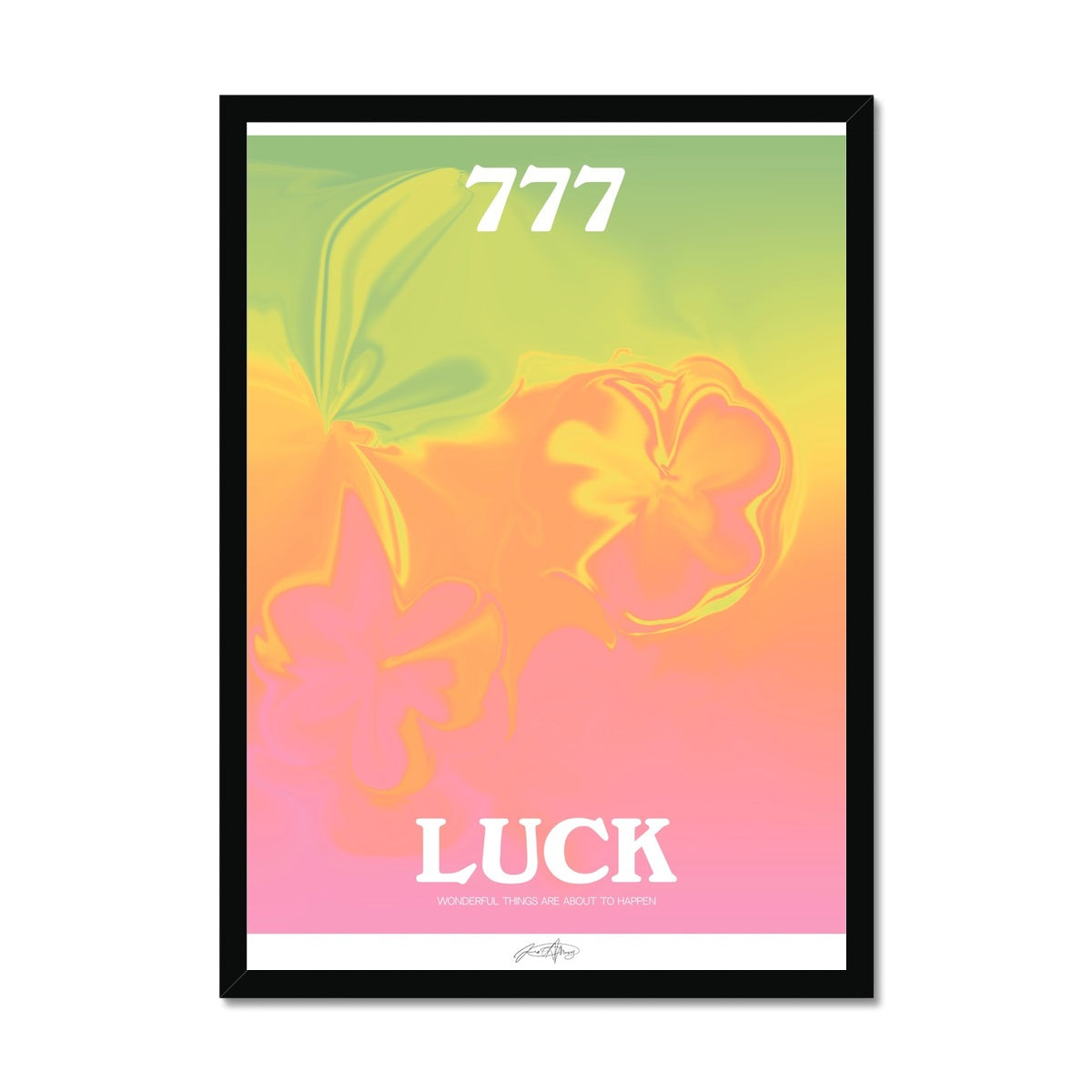 An angel number art print with a gradient aura. Add a touch of angel energy to your walls with a angel number auras. The perfect wall art posters to create a soft and dreamy aesthetic with your apartment or dorm decor. 777 Luck: Wonderful Things Are About To Happen