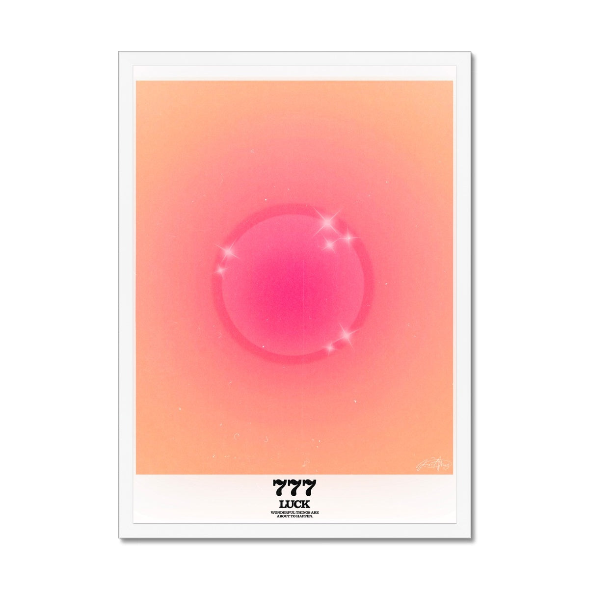 An angel number art print with a gradient aura. Add a touch of angel energy to your walls with a angel number auras. The perfect wall art posters to create a soft and dreamy aesthetic with your apartment or dorm decor. 777 Luck: Wonderful Things Are About To Happen